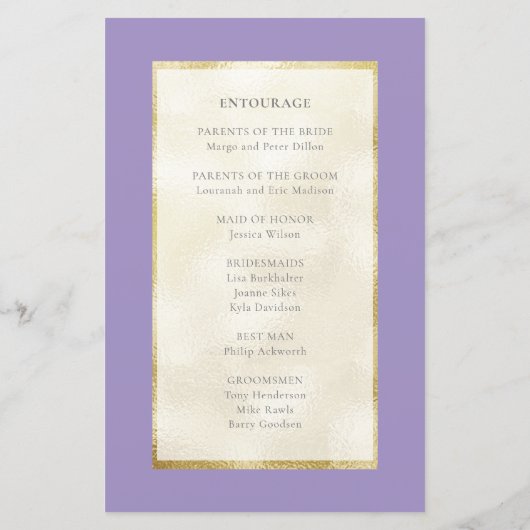 パープルスピネルアメジストジェムストーン結婚式 プログラム (裏面)