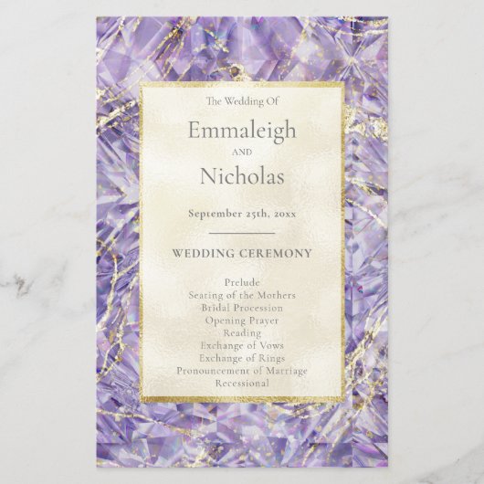 パープルスピネルアメジストジェムストーン結婚式 プログラム (正面)