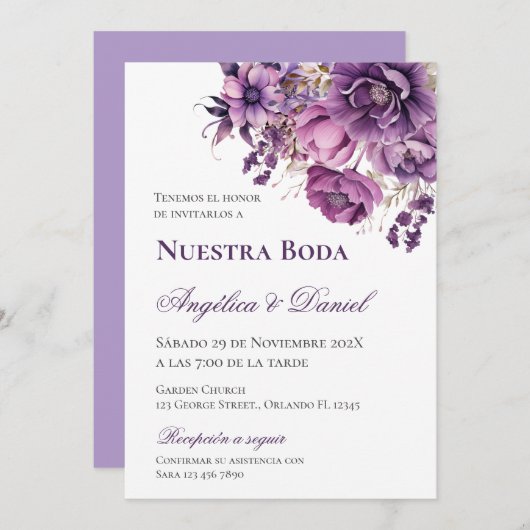 パープルスペインの結婚ズ 招待状 (正面/裏面)