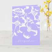 パープルスペシャルニーズホワイトフローラ誕生日 カード (黄色い花)