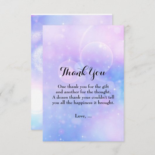 パープルスペーシーライツバースデーパーティーサンキューカード サンキューカード (正面/裏面)