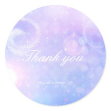 パープルスペーシーライツバースデーパーティー好意ステッカー