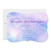 パープルスペーシーライトバースデーパーティ招待状