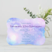 パープルスペーシーライトバースデーパーティ招待状 招待状 (スタンド正面)