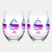 パープルスペードワインガラスセット ステムなしワイングラス (裏面)