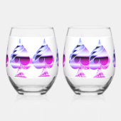 パープルスペードワインガラスセット ステムなしワイングラス (左)