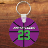 パープルスポーツチームアスリートバスケットボールキーチェーン キーホルダー (正面)