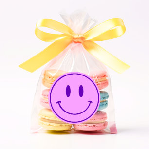 パープルスマイルワンハッピードゥード/ガル誕生日シール ラウンドシール