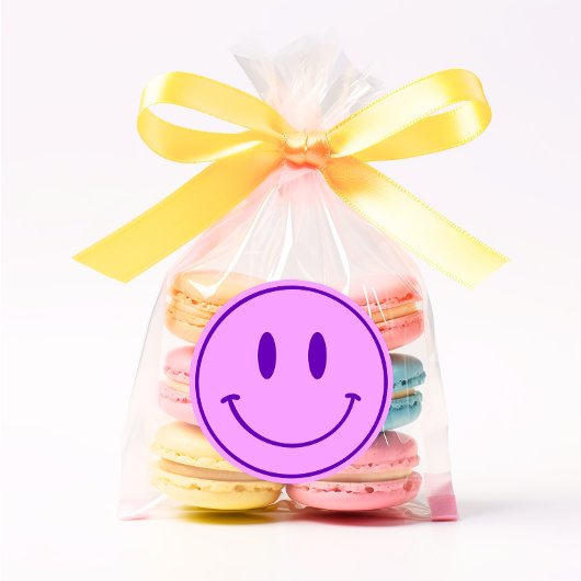 パープルスマイルワンハッピードゥード/ガル誕生日シール ラウンドシール