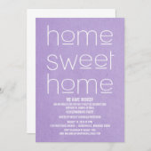 パープルスモダンイートホーム引っ越し祝いパーティーパーティー 招待状 (正面/裏面)
