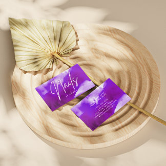 パープルスモーク&ネオンネイルアーティスト爪、 ネイルテック 名刺