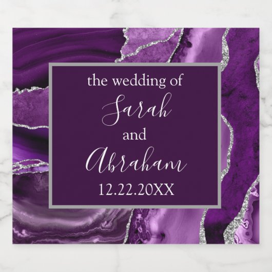 パープルスライバーアゲ結婚ートのワきらめくインワインボー スパークリングワインラベル (シングルラベル)