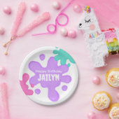 パープルスライム誕生日紙プレート ペーパープレート (パーティー)