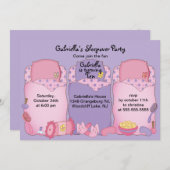 パープルスランバーバースデーパーティー 招待状 (正面/裏面)