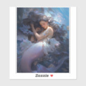 パープルスリーピングマーメイドファンタジーアート シール (シート)