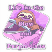 パープルスロース:ゆっくりした紫色のレーンでの生活 シール (正面)