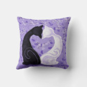パープルスロー枕 カップル 猫 ハート 蝶 クッション (裏面)