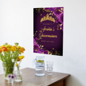 パープルスワールキンセアニェラウェルカムサイン金ゴールド 箔ポスター (レイダウン (キッチン))