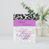 パープルスワールモノグラムリハーサルディナーカード 招待状 (スタンド正面)