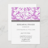 パープルスワールリハーサルディナーカード 招待状 (正面/裏面)
