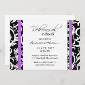 パープルスワールリハーサルディナーカード 招待状 (正面/裏面)