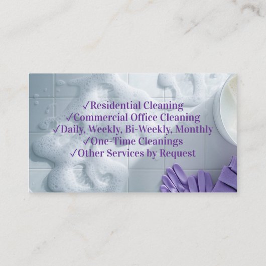 パープルスードクリーエレガントニングサービスハウスキーピング 名刺 (裏面)