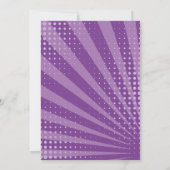 パープルスーパーヘロス漫画ブックスタイルバースデーパーティー 招待状 (裏面)