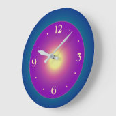 パープルセンタークロック付き大気ブルーグリーン ラージ壁時計 (傾斜)