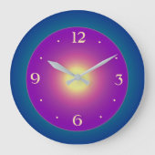 パープルセンタークロック付き大気ブルーグリーン ラージ壁時計 (正面)