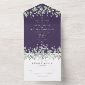 パープルセージと薄紫フローラモノグラム結婚ズ オールインワン招待状 (内側)