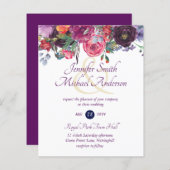 パープルセージオレンジピンクフローラ結婚式招待状 (正面/裏面)