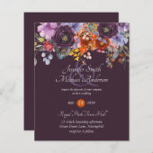 パープルセージオレンジピンクフローラ結婚式招待状 (正面/裏面)