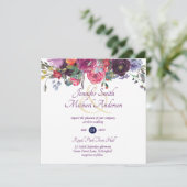 パープルセージオレンジピンクフローラ結婚式招待状 シーズンカード (スタンド正面)