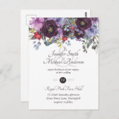 パープルセージオレンジピンクフローラ結婚式招待状 ポストカード (正面/裏面)