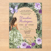 パープルセージグリーンお洒落フォレストキンセアニェラ アクリル招待状 (正面)