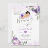 パープルセージグリーン 天の恵み ベビーシャワー 招待状 (正面)