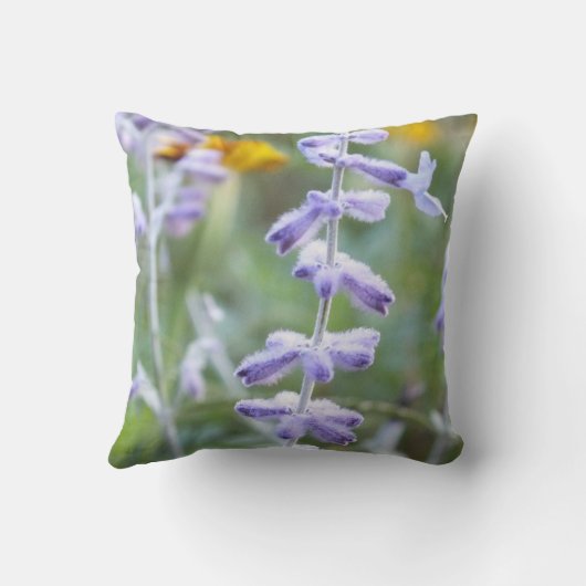 パープルセージロシアのフラワー装飾用クッション クッション (裏面)