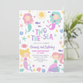 パープルセージ フォト マーメイド ツー ザ シー 2歳 誕生日 招待状 (スタンド正面)