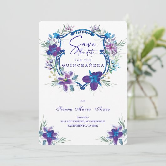 パープルセーブ・ザ・デイトクインチェニェラ招待状 招待状 (スタンド正面)