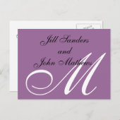 パープルセーブ・ザ・デート案内はがき 案内ポストカード (正面/裏面)