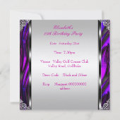 パープルゼブラシルバーフローラ誕生日パーティー 招待状 (裏面)