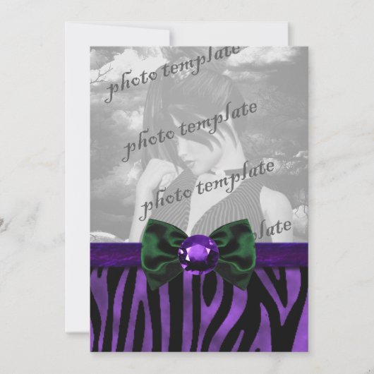 パープルゼブラジュエルドボウゴシック招待状 招待状 (正面)