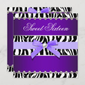 パープルゼブラスウィート16バースデーパーティー 招待状 (正面/裏面)