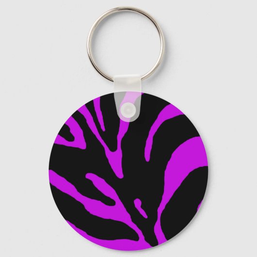 パープルゼブラストライプアニマルプリント キーホルダー (正面)