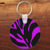 パープルゼブラストライプアニマルプリント キーホルダー (正面)