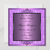 パープルゼブラストライプスウィート16誕生日招待状 招待状 (裏面)