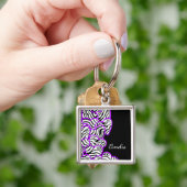 パープルゼブラハートキーチェーン キーホルダー (手)