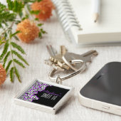 パープルゼブラハートスウィート16誕生日キーチェーン キーホルダー (側面)