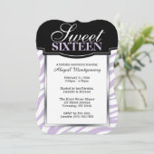 パープルゼブラプリントスウィート16誕生日招待状 招待状 (スタンド正面)