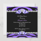 パープルゼブラベビーシャワーガールプリンセスダイヤモンド 招待状 (裏面)